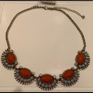Burnt orange and turquoise statement necklace
